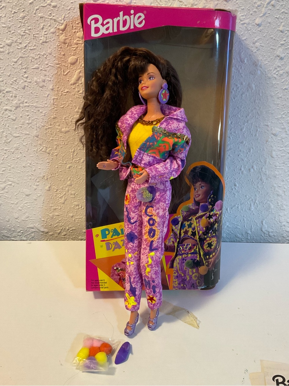 Paint n Dazzle Barbie 1993 brunette hair